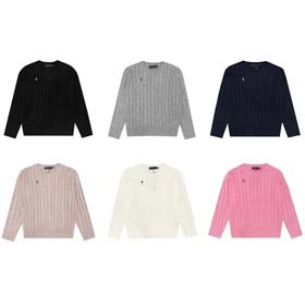 Ralph Laure Polo Sport Amerikanischer Stil Pony Logo Rundhalsausschnitt Langärmel Strickpullover-225