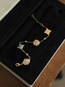 Louis Vuitton LV Amazonite Diamant Vier Blumen Armband-3616