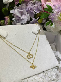 Dior Gold Diamant Biene Anhänger Doppelkette-3706