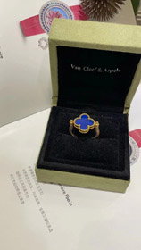 Van Cleef & Arpels Saphir Agat x Gold Laser Clover umkehrbarer Ring-3730