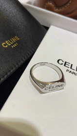 Celine schwarzer Buchstaben Druck Silber Ring-3737