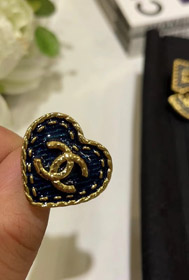 Chanel Vintage Gold Doppel C Denim Muster Liebe Ring-3738