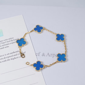 Van Cleef & Arpels Royal Blue Fünf-Blumen Vier-Blatt-Kleie Armband-3794