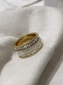 Dior Doppelreihe Diamant Emaille Brief Ring-3953