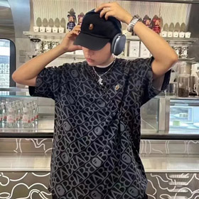 Bape gesticktes Logo kurzärmeliges T-Shirt (2 Stile)-2764