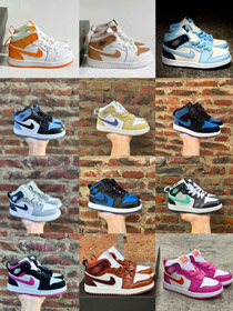 Nike NK Jordan Air Jordan 1 verschleißfeste Mid-Top Kinder Basketballschuhe-4111